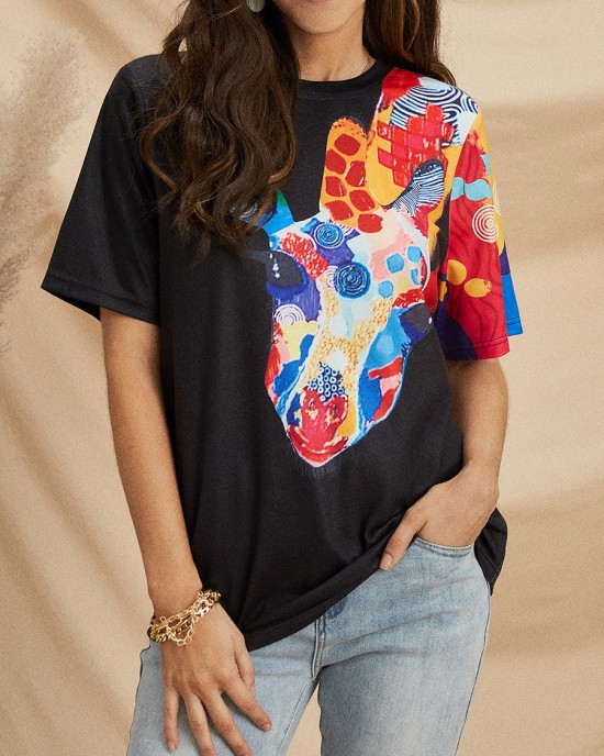 Women's retro printed trendy tops HF1212-02-01 Women's retro printed trendy tops HF1212-02-01