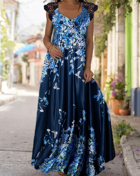 Floral full skirt dress HF1302-01-02 Floral full skirt dress HF1302-01-02