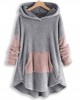 Women Contrast Color Splice Irregular Hem Hooded Fleece Sweatshirt Coats Women Contrast Color Splice Irregular Hem Hooded Fleece Sweatshirt Coats