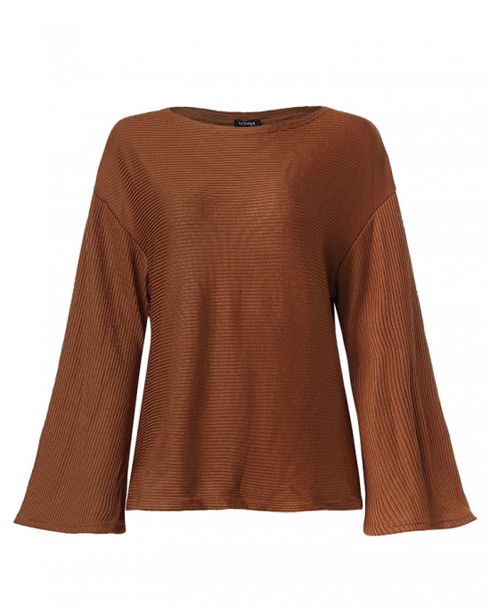 Women Autumn Knitted Bell Sleeve Casual Pullover Sweaters Women Autumn Knitted Bell Sleeve Casual Pullover Sweaters