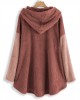 Women Contrast Color Splice Irregular Hem Hooded Fleece Sweatshirt Coats Women Contrast Color Splice Irregular Hem Hooded Fleece Sweatshirt Coats