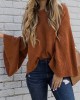 Women Autumn Knitted Bell Sleeve Casual Pullover Sweaters Women Autumn Knitted Bell Sleeve Casual Pullover Sweaters