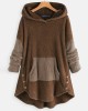 Women Contrast Color Splice Irregular Hem Hooded Fleece Sweatshirt Coats Women Contrast Color Splice Irregular Hem Hooded Fleece Sweatshirt Coats